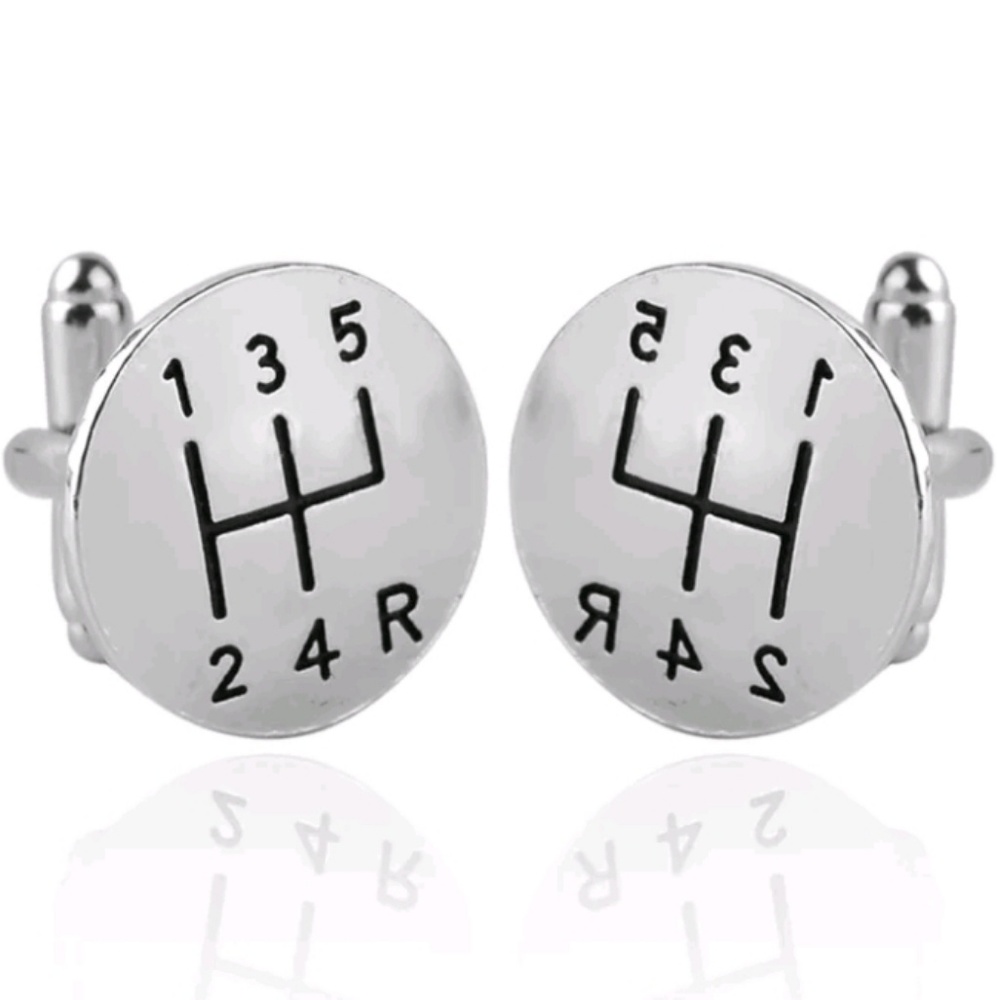 Fun Manual Car Stick Shift Cuff Links Copper Metal